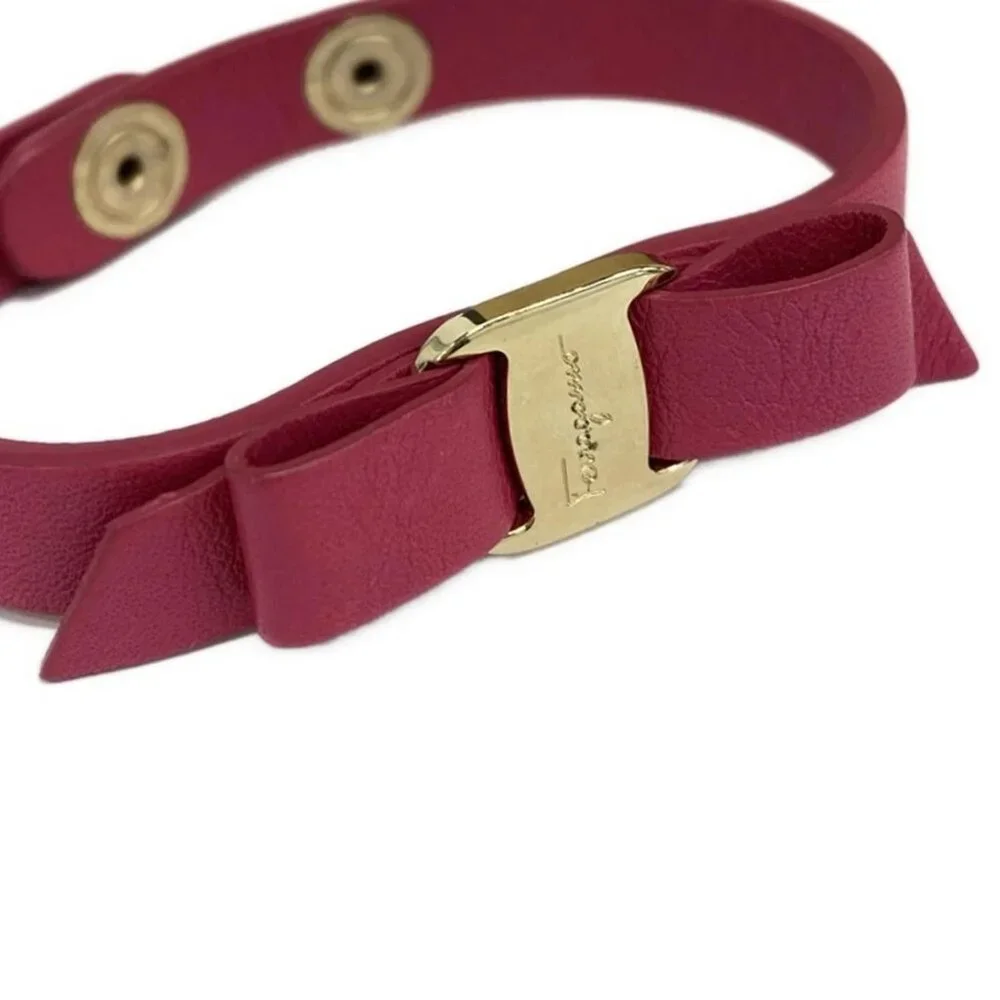 Salvatore Ferragamo - Pink Gold Leather Hardware Bracelet - Picture 4 of 4